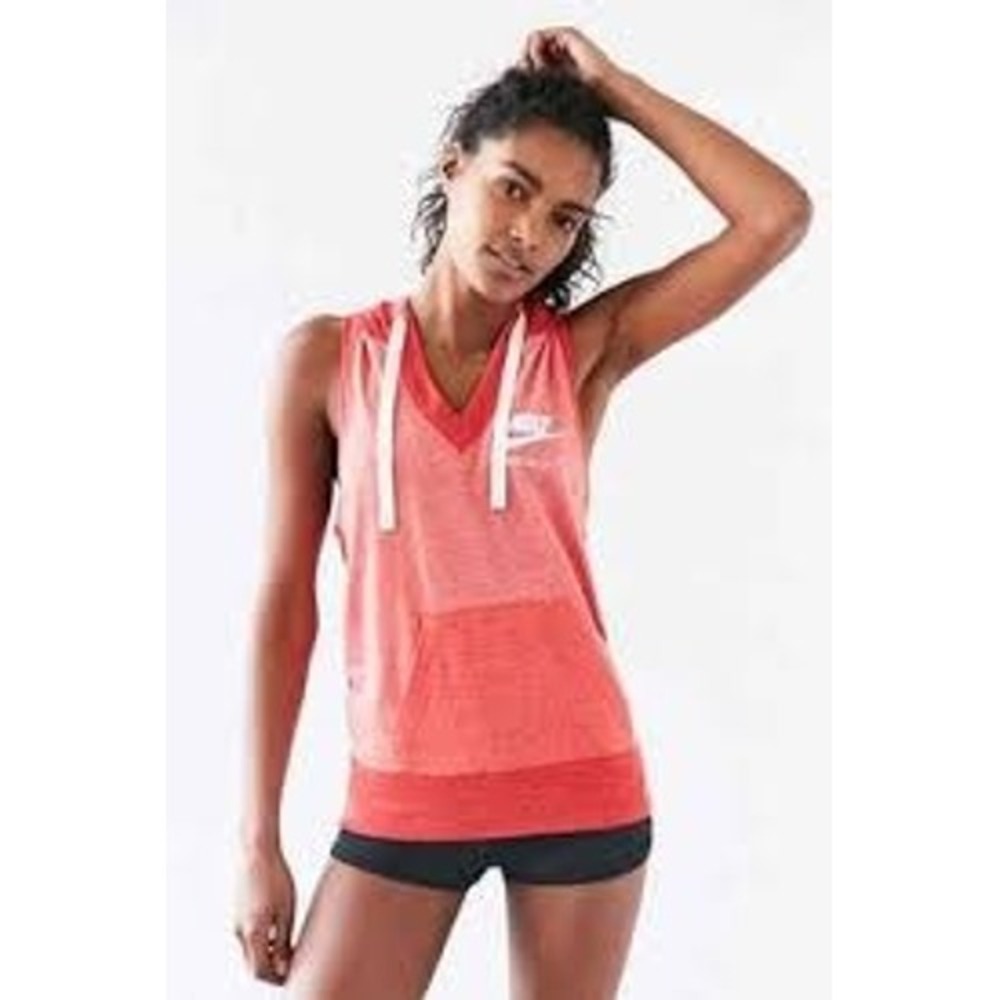 Nike Womens Sleeveless Hoodie XS Red Gym Vintage V-Neck 728236-696